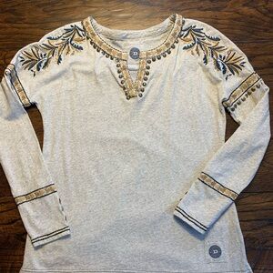 Double D Ranch Grey Embroidered Long Sleeve T-shirt Size Small